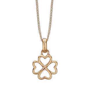 Christina Collect gold plated sterling silver Foursome Beautiful quatrefoil of 4 small hearts with a white topaz on the chain clasp, model 680-G04